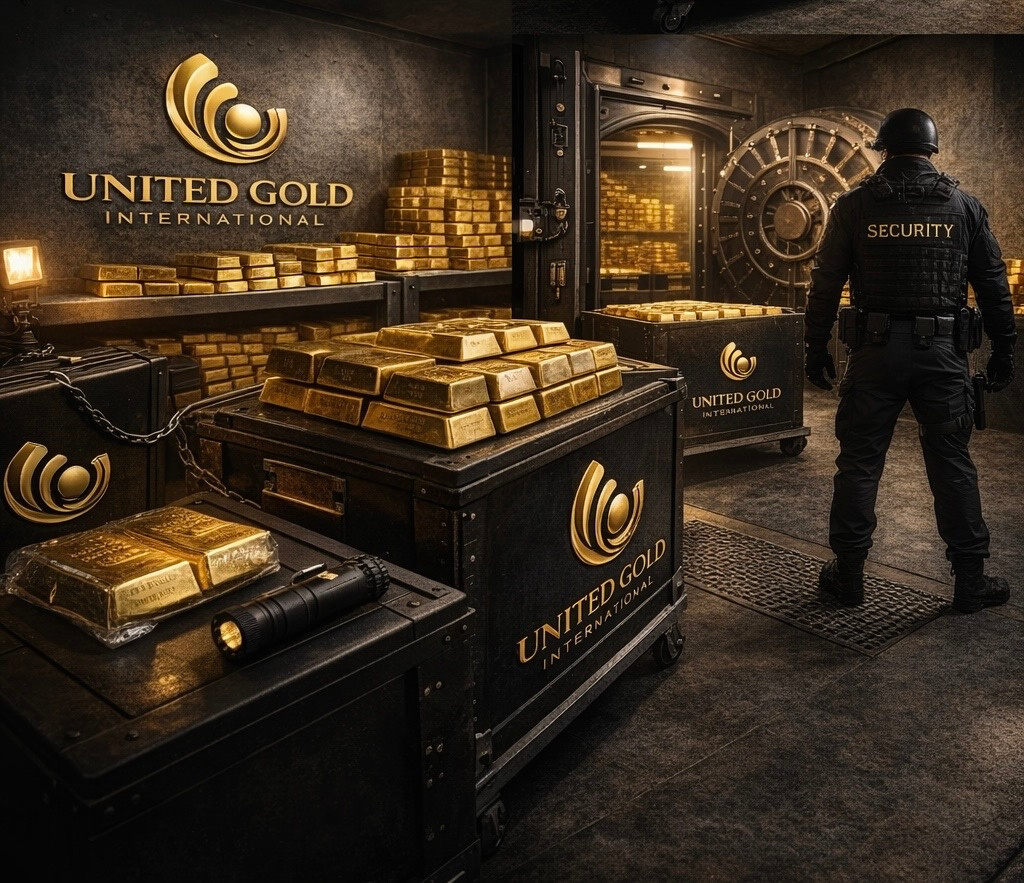 United Gold International secure vault with gold bullion